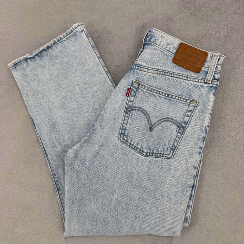 Levis Ribcage Straight Ankle Jeans Womens 29 Light Wash Blue High Rise Denim